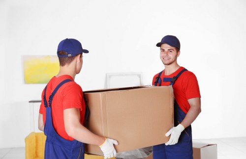 Packing materials and labeled boxes used by St Lukes packers