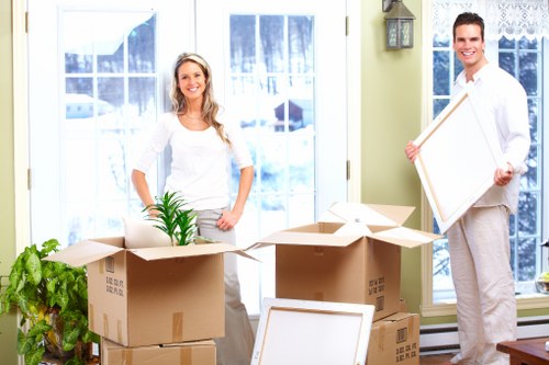 Secure storage unit with organized goods and visible safety measures